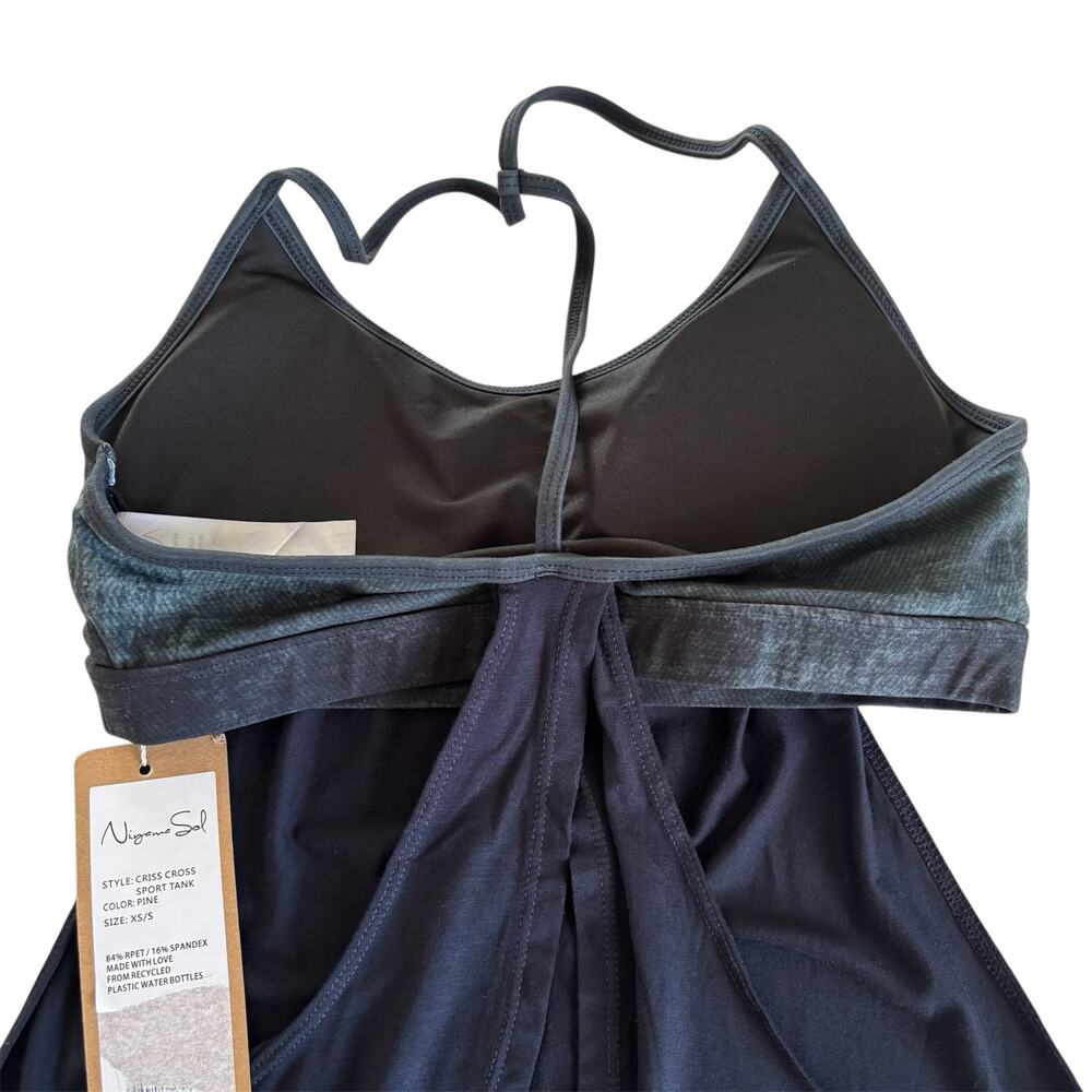 Niyama Sol Criss Cross Two-in-One Sports Tank Top Bra Pine Women’s Size XS/Small - Picture 6 of 7